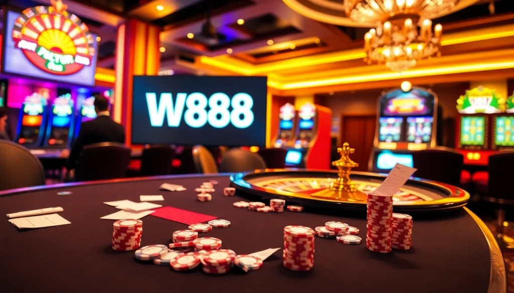 Experience the thrill of gambling at W88 link with vibrant casino tables and online betting.