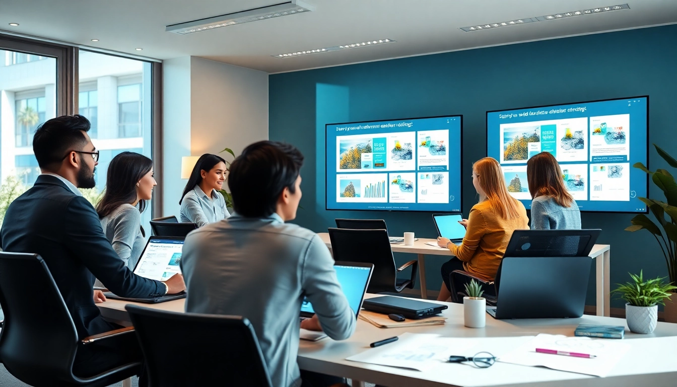 Professional team collaborating on custom website design solutions at a modern web agency, showcasing thiết kế website theo yêu cầu.