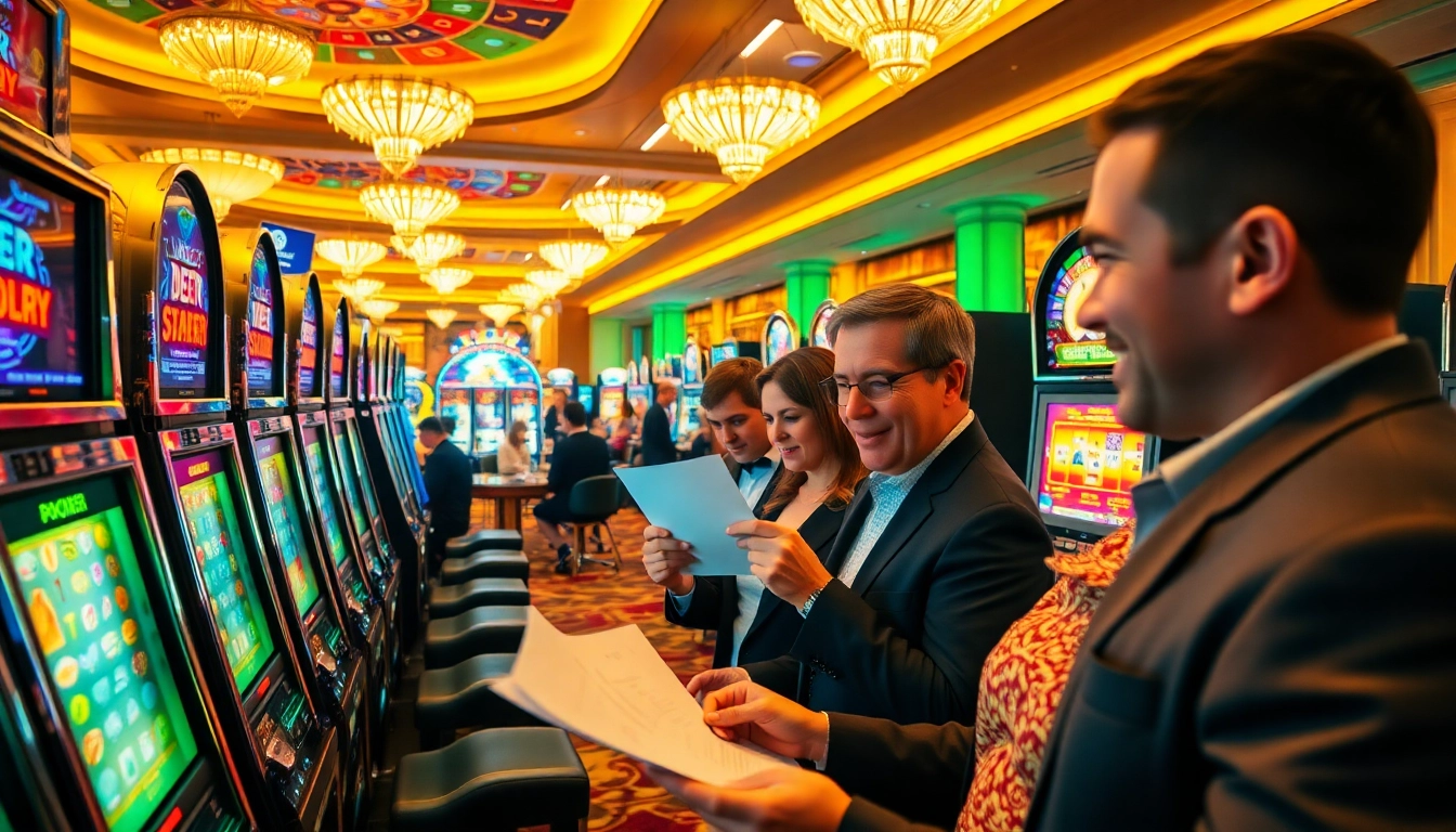 Mainkan permainan slot Depo 5rb yang mendebarkan, dikelilingi oleh kegembiraan kasino yang semarak.