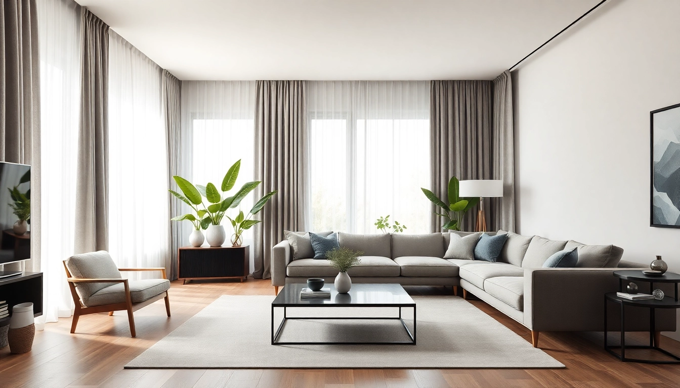 Verduisterende gordijnen in een stijlvolle woonkamer ingericht voor optimale privacy en sfeer.