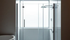 Admire the paroi de douche à l'italienne showcasing elegance and modern design in a bright bathroom.