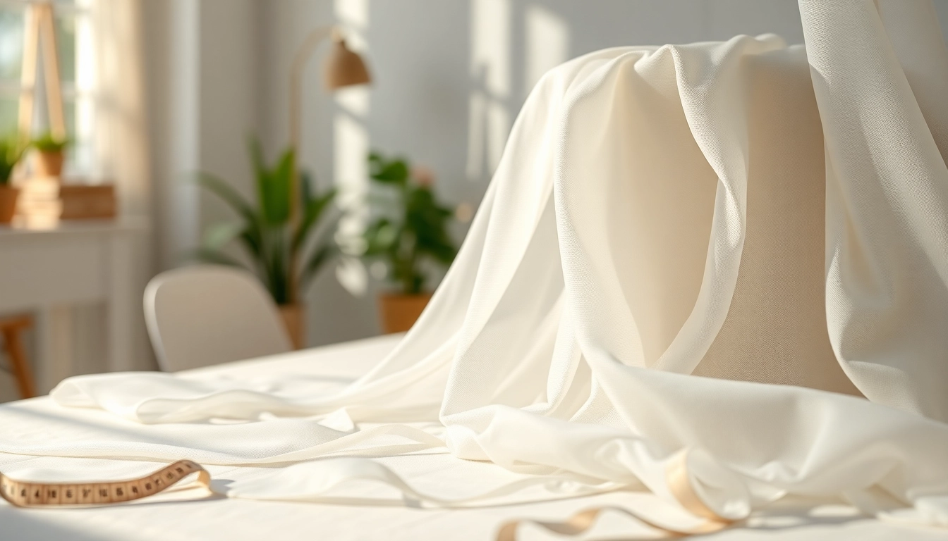 Lichte en transparante stoffen mooi gepresenteerd met een focus op hun delicate texturen.