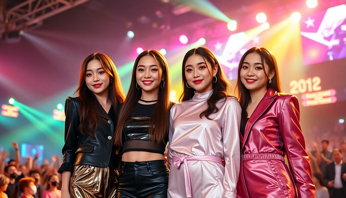 Four blackpink members exude energy on stage, celebrating their unity and style.