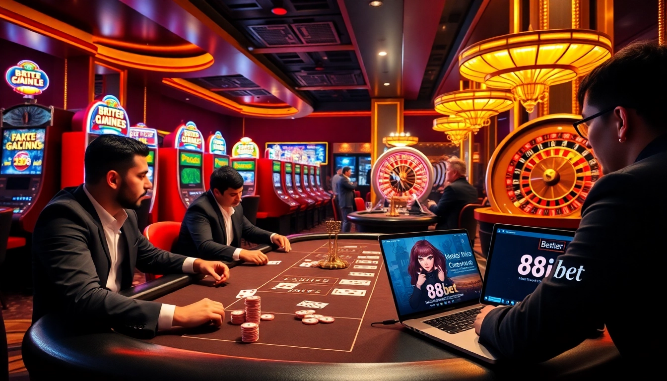 Experience the thrill of 88i bet at a luxurious casino with poker tables and exciting slot machines.