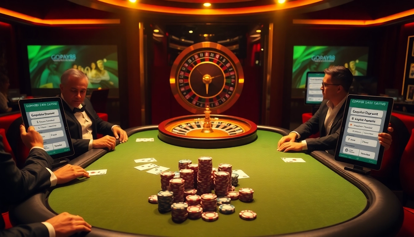 Engaging Gopay88 Daftar activity at a high-stakes poker table with luxury elements.