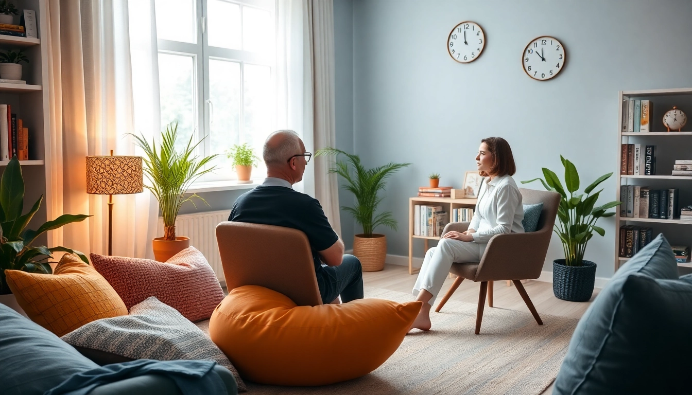 Understanding anxiety symptoms through a supportive therapy session in a calming environment.