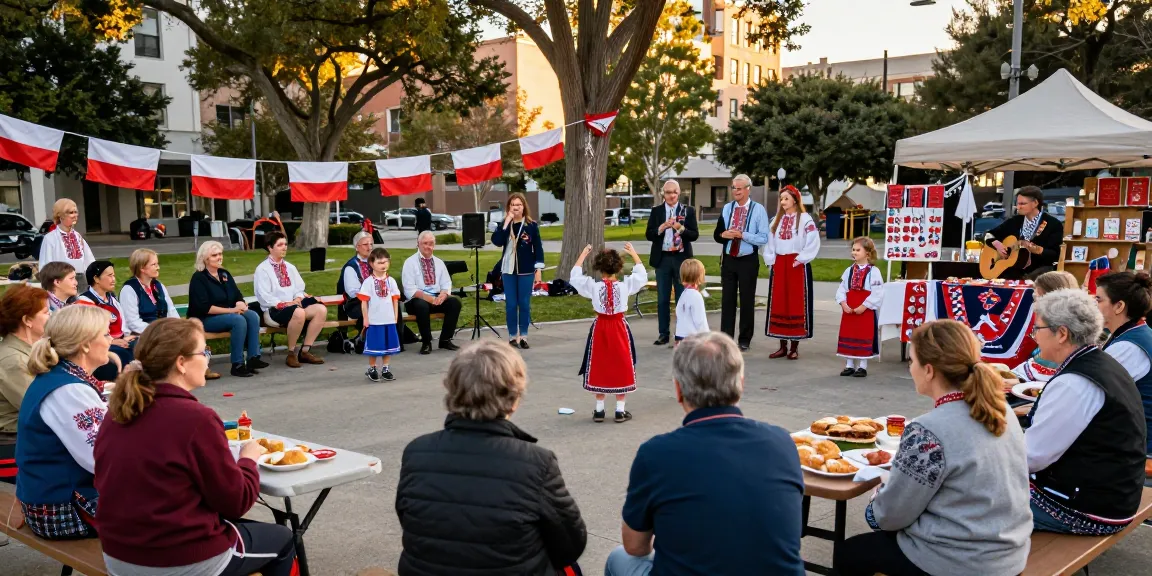 Polish community cultural celebration at https://www.sfpol.com/, showcasing families enjoying traditional activities.